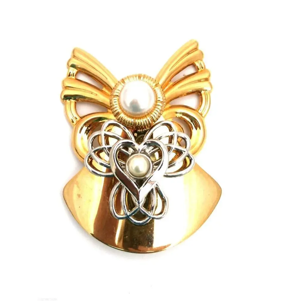 Handcrafted Artisan Jane Signed 1997 Aol Angel Pearl Head & Heart